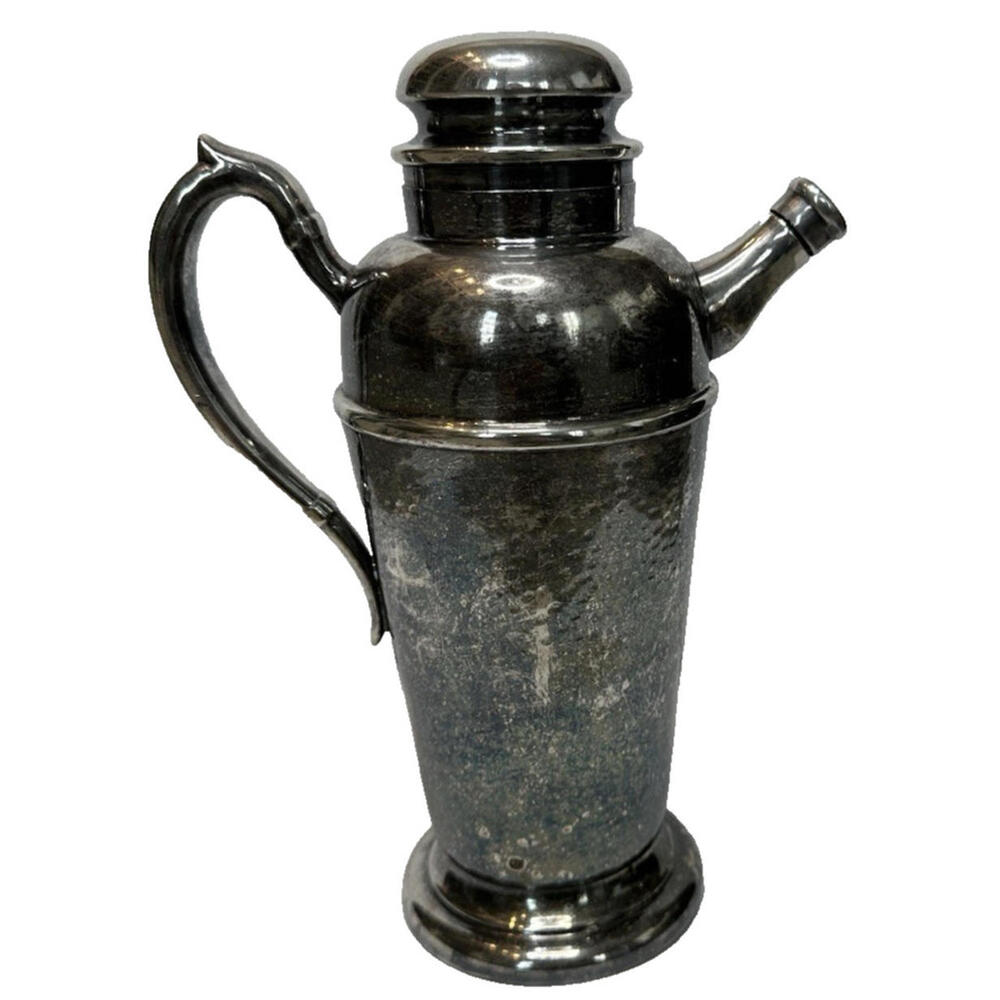 Vtg Viking Plate EP Copper Cocktail Shaker Hammered Silver Plate Art Deco 40s - Picture 4 of 9
